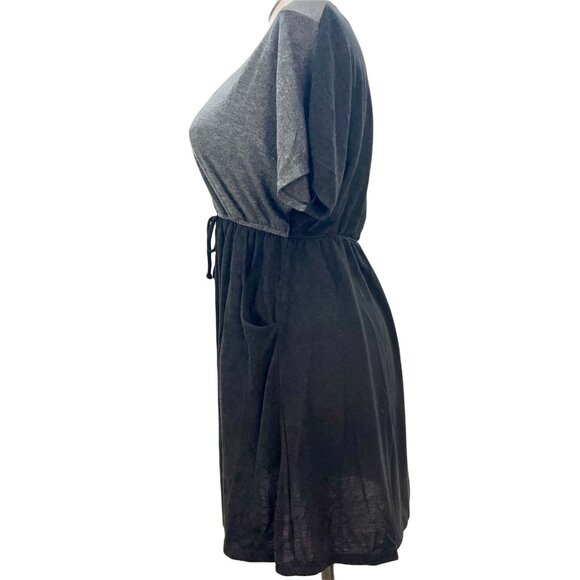 Delirious Womens 2X Black Gray Colorblock Dress Drawstring Waist and Pockets - Picture 3 of 8
